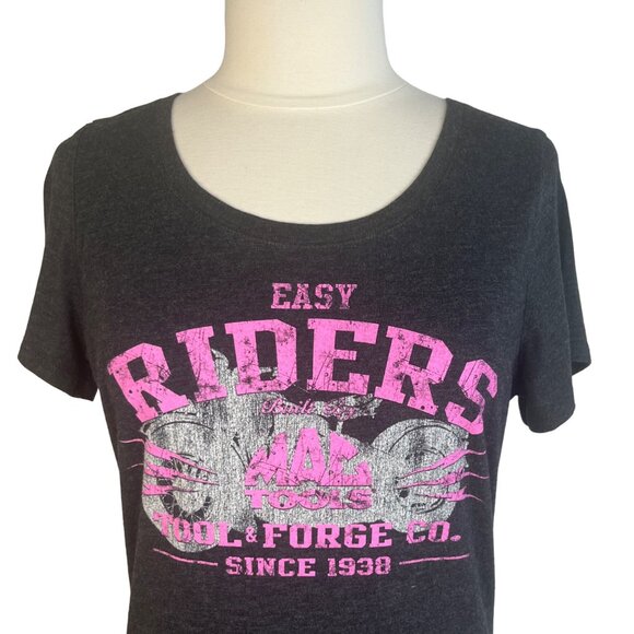 MAC Tools Easy Riders Womens Tshirt Gray Pink Size XL Motorcycle - Picture 3 of 6